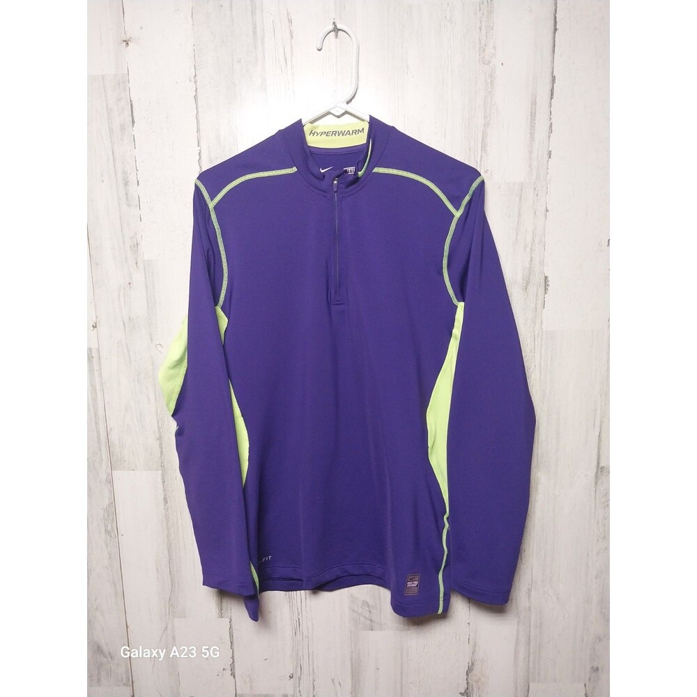 Nike Pro Combat Shirt Men Large Purple Compression Hyper Warm Dri Fit Max